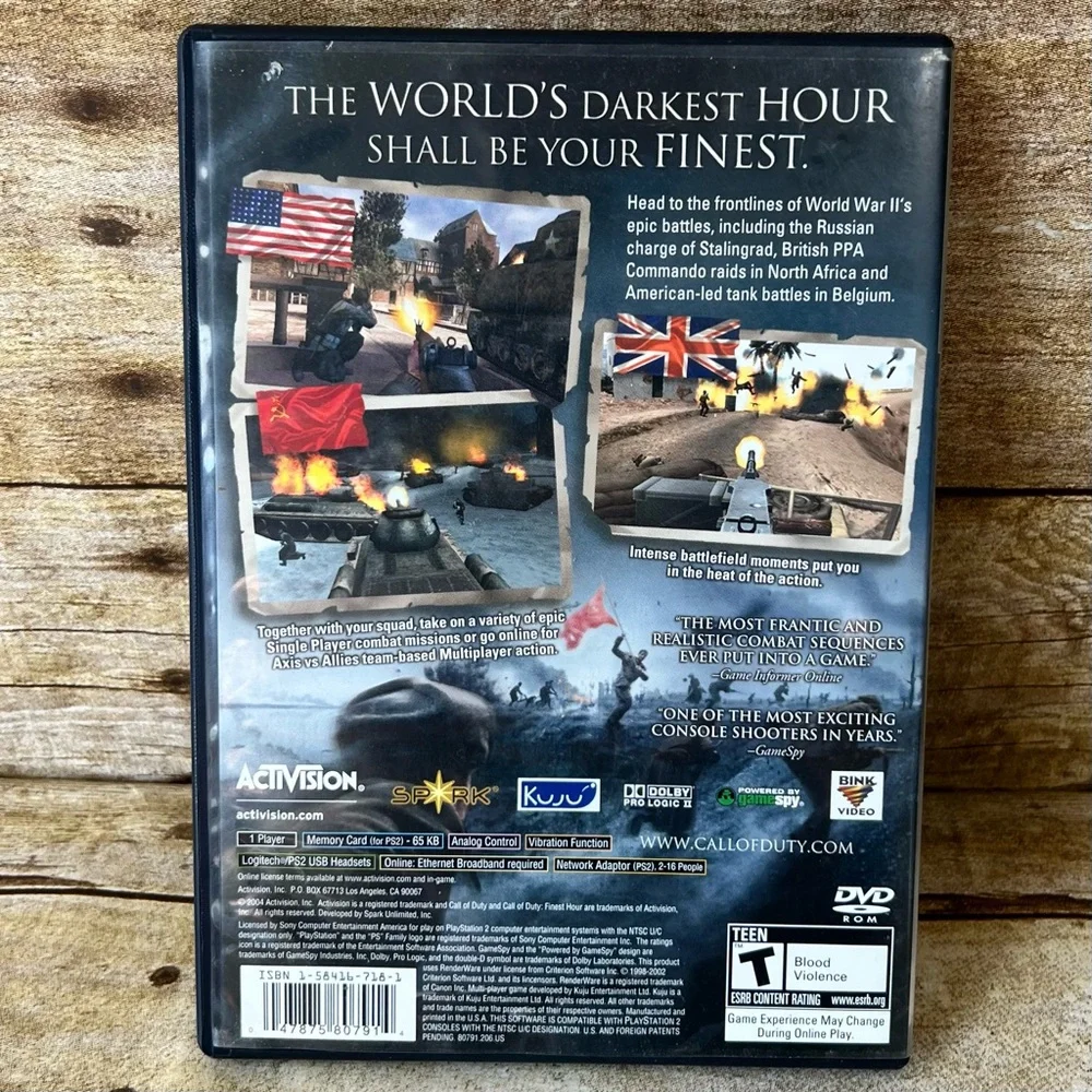 Call of Duty Finest Hour PS2 Case‎ with BLACK Game Disc Sony PlayStation 2